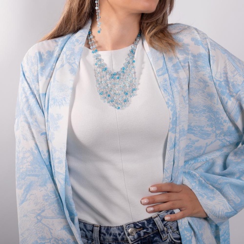 Колье Lanzerotti, Marino, с аквамарином, топазом и перламутром, LZ-25.06-176 голубой фото 3