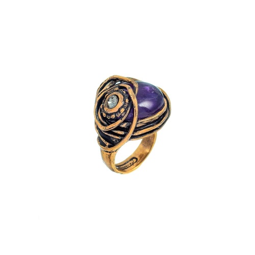 Кольцо Alcozer&J, с аметистом и кристаллом Swarovski, AL-A68RK25-R фиолетовый