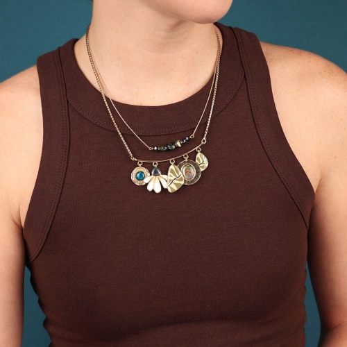 Колье TARATATA, Zen, раковина морского ушка, яшма Камбаба, TT-W25-07111-20M золотистый фото 3