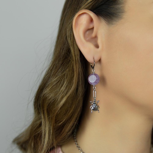 Серьги Lanzerotti, Iris, с аметистом и жуком, LZ-26.03-081 сиреневый фото 2