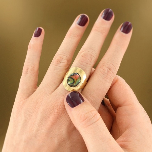 Кольцо TARATATA, Zen, разъемное, смола, раковина морского ушка, TT-W25-07413-20M золотистый фото 3