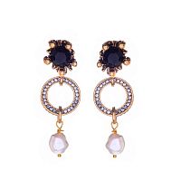 Серьги Celeste G, кристалл Swarovski, жемчуг и фианиты, CS26.1-1377 черный