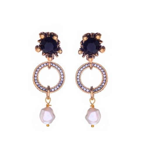 Серьги Celeste G, кристалл Swarovski, жемчуг и фианиты, CS26.1-1377 черный