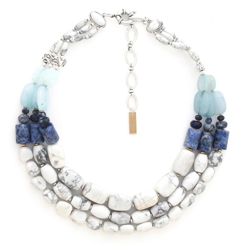 Колье Nature Bijoux, Arctique, с содалитом, говлитом и аквамарином, NB25.1-15-43410 синий