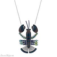 Колье TARATATA, Mr Lobster, с цветной смолой, бусинами и шнуром, TT-T24-04106-104 синий