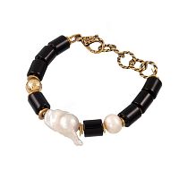 Браслет Alcozer&J, с агатом и жемчугом, AL-B58BQ25-R черный