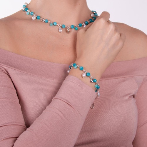 Браслет Lanzerotti, Atlantide, с амазонитом, жемчугом и агатом, LZ-23.03-074 голубой фото 4