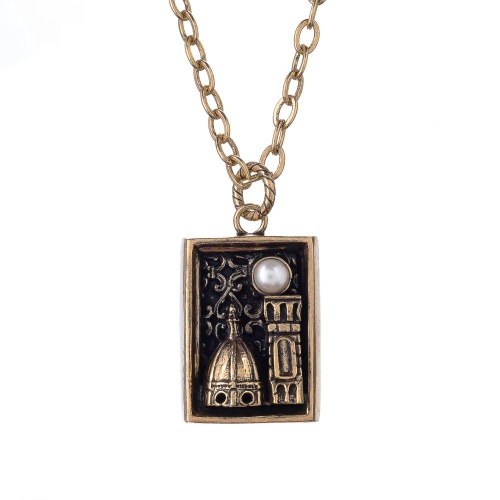 Колье Alcozer&J, "Итальянский город", с жемчугом, AL2602-C5207C золотистый