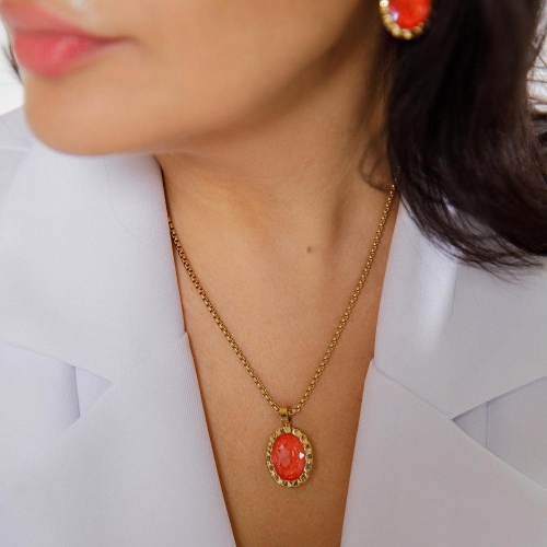 Колье Qudo TIVOLA UNICA big (G/P) Crystal orange ignite 3cm, 420714 фото 4