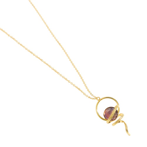 Колье Catherine Bijoux, Handmade crystal, с кристаллом и спиралью, CB26.1-5565AG фиолетовый