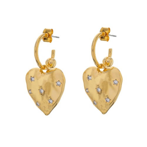 Серьги Moon Paris, Ringo, полукольца, с сердцем, кристаллами, MR-24.06-036 золотистый