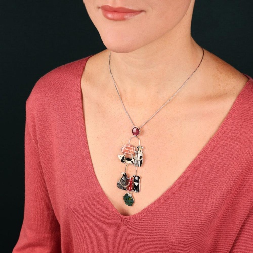 Колье TARATATA, Pas bouger!, цветная смола, порошок слюды, гематит, TT-W25-06109-10M серебристый фото 2