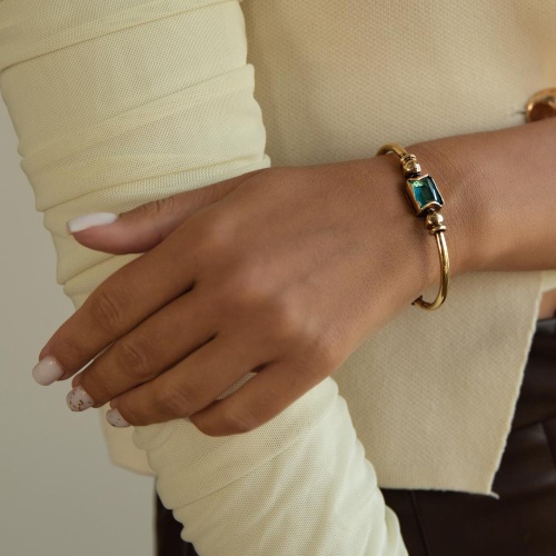 Браслет Thot Gioielli, кафф, с рейнстоуном, TG25.1-BRV21 аквамариновый фото 4