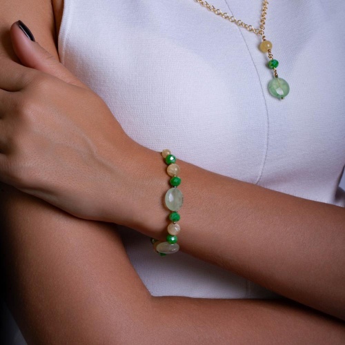 Браслет Lanzerotti, Ispirazione, пренит, гипсан, кристаллы, гематит, LZ-24.10-453 мятный фото 2