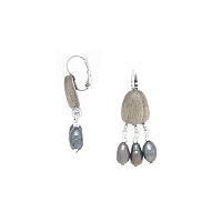 Серьги Nature Bijoux, Pebble Beach, из эбенового дерева, с жемчугом, NB25.2-12-90373 серый