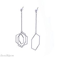 Серьги Moon Paris, Bohemia, асимметрия, с кристаллом и подвесками, MB-22.12-007 серебристый