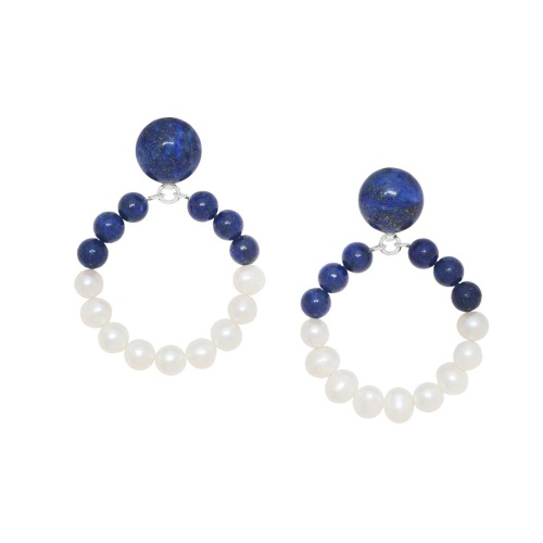 Серьги Nature Bijoux, Pacifique, с жемчугом и лазуритом, NB26.1-12-90653 синий фото 2