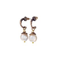 Серьги Alcozer&J, полукольца с жемчугом, AL2512-O38EY25 белый