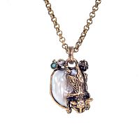 Колье Alcozer&J, жемчуг, изумруд, кристалл Swarovski, AL2502-C68MY24 белый