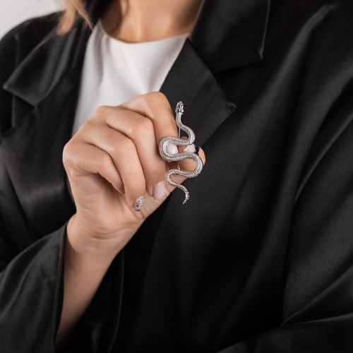 Брошь Moon Paris, змея с кристаллами, Mo-Y24.11-079 серебристый фото 7