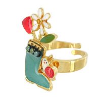 Кольцо TARATATA, Basilic, разъемное, с цветной смолой и бусинами, TT-T23-04408-20M золотистый