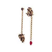 Серьги Alcozer&J, асимметричные, с кораллом и гранатом, AL-OP3234C-R золотистый