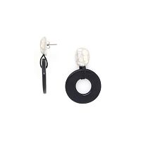 Серьги Nature Bijoux, Volcan, с перламутром и подвеской из рога, NB25.2-12-90342 черный
