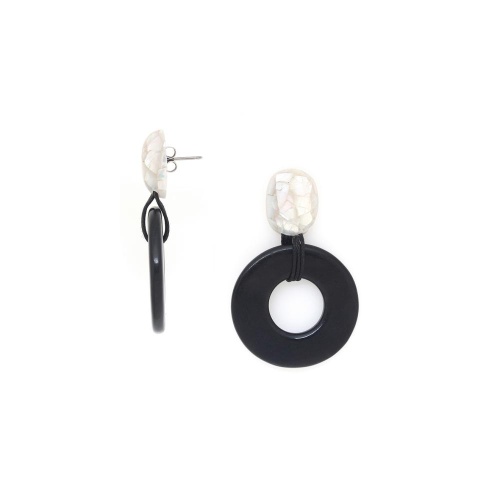 Серьги Nature Bijoux, Volcan, с перламутром и подвеской из рога, NB25.2-12-90342 черный
