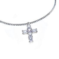 Колье Moon Paris, Ringo Queen, гривна с крестом и кристаллами, MRQ-26.01-001 серебристый