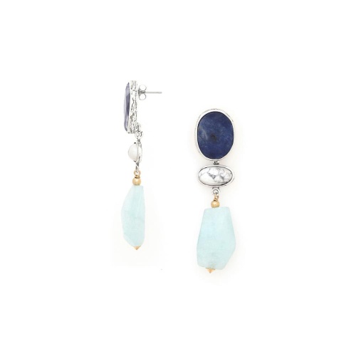 Серьги Nature Bijoux, Arctique, с содалитом, говлитом и аквамарином, NB25.1-12-90016 синий