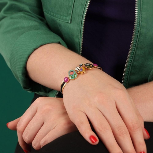 Браслет TARATATA, Jeu De L`oie, с цветной смолой и стеклянными бусинами, TT-H24-01302-20M золотистый фото 4