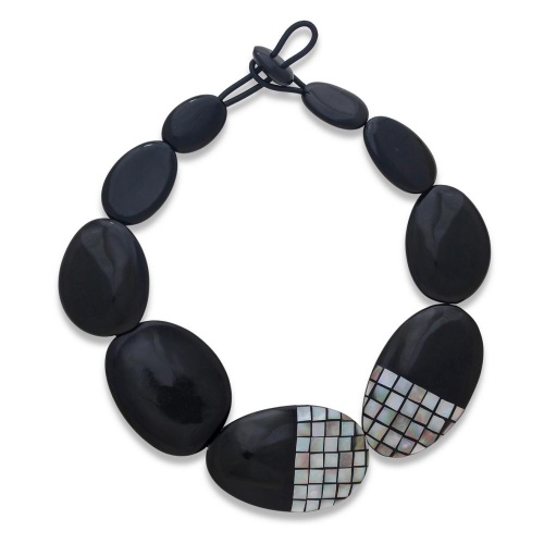 Колье Nature Bijoux, Rivoli, со смолой и перламутровой мозайкой, NB26.2-15-43903 серый