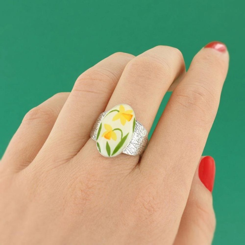 Кольцо TARATATA, Jonquille, разъемное, с узорами и цветной смолой, TT-W24-01402-10Y желтый фото 5