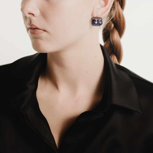 Серьги Katerina Vassou, Keystone, с кристаллом, KV24.2-401565BTANZANITE фиолетовый фото 2