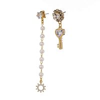 Серьги Moon Paris, Ringo Queen, асимметричные, кристаллы, жемчуг, MRQ-23.12-097 золотистый