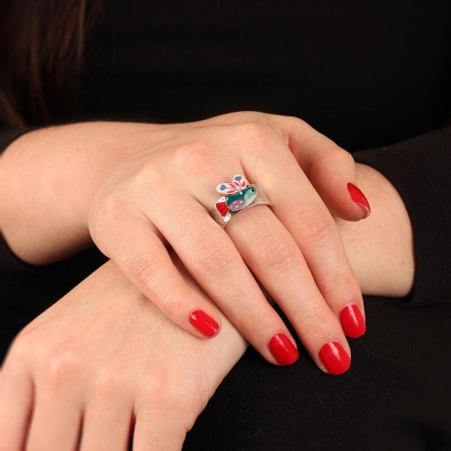 Кольцо TARATATA, Dans les nuages, разъемное, с цветной смолой, TT-H24-03404-10T бирюзовый фото 3