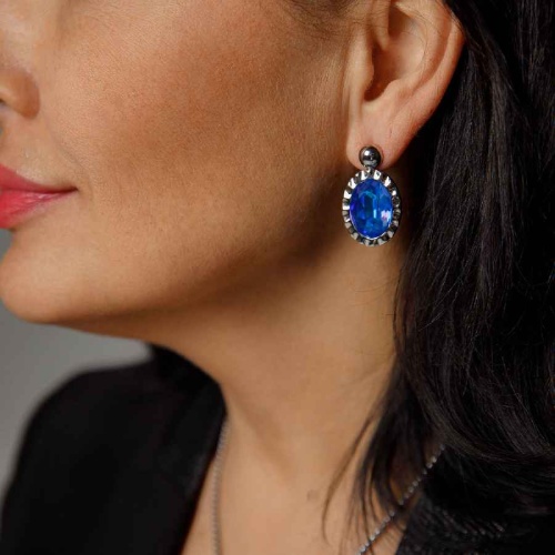 Серьги Qudo TIVOLA UNICA big (S/P) Royal blue delite 2,65cm, 332183 фото 2