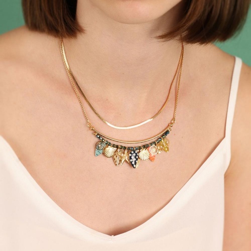 Колье TARATATA, Archipel, с цветной смолой, бусинами и стразами, TT-E24-03105-20M золотистый фото 7