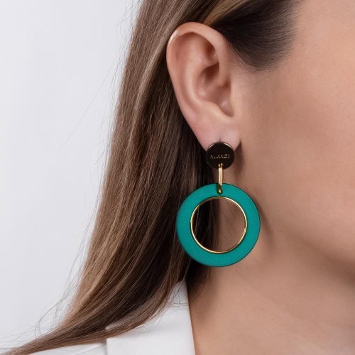 Серьги Nuance, с подвеской-кольцом, NFN-24.04-054 зеленый фото 2