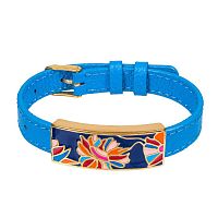 Браслет Fiore Luna на голубом кожанном ремешке, CB03599-3A