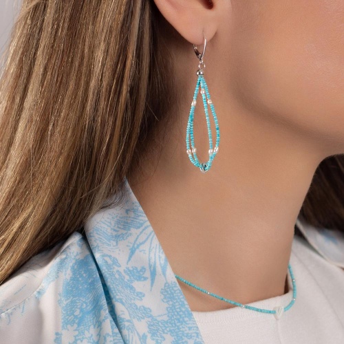 Серьги Lanzerotti, Marino, с жемчугом и бирюзой, LZ-25.06-148 голубой фото 2