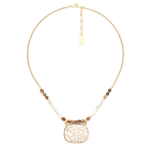 Колье Nature Bijoux, Alhambra, с перламутром, говлитом, пейзажной яшмой, NB25.1-15-43422 коричневый