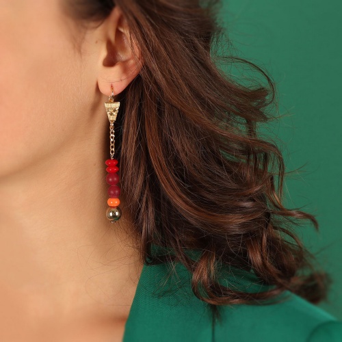 Серьги TARATATA, Glam Rock, со стеклянными бусинами, TT-H23-08738-203 красный фото 4