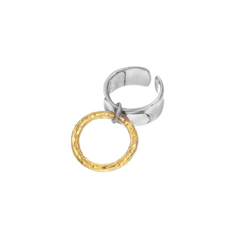 Кольцо Moon Paris, Ringo, двойное, биколорное, MR-26.01-051 серебристый, 17,5