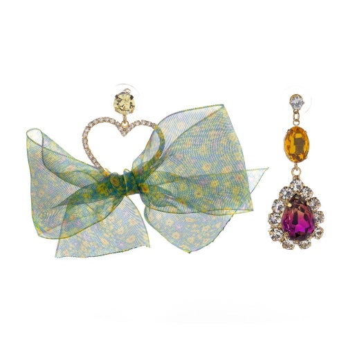 Серьги Moon Paris, Ringo Queen, асимметричные, бант, кристаллы, MRQ-24.05-006 зеленый