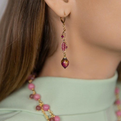 Серьги Lanzerotti, Erbario, с рубином и бутоном розы, LZ-26.02-052 розовый фото 2