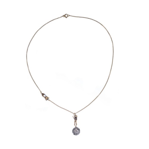 Колье Alcozer&J, жемчуг, гранат, кристаллы Swarovski, AL-C5468C золотистый фото 2