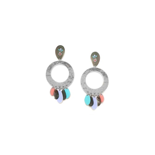 Серьги Franck Herval, Dita, кристаллы Swarovski, перламутр, эмаль, FH23.2-12-68120 серебристый