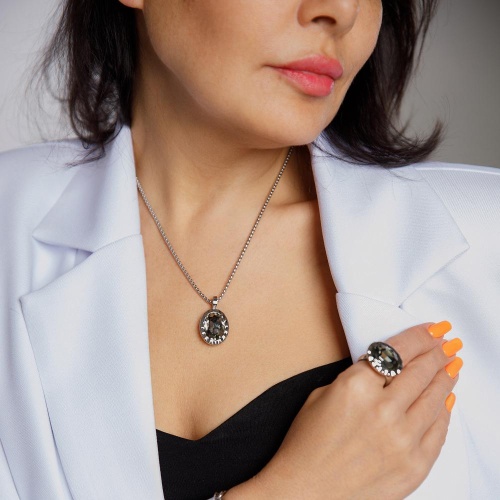 Колье Qudo TIVOLA UNICA big (S/P) Black diamond 3cm, 420539 фото 4