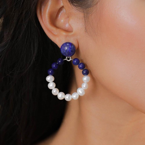 Серьги Nature Bijoux, Pacifique, с жемчугом и лазуритом, NB26.1-12-90653 синий фото 3